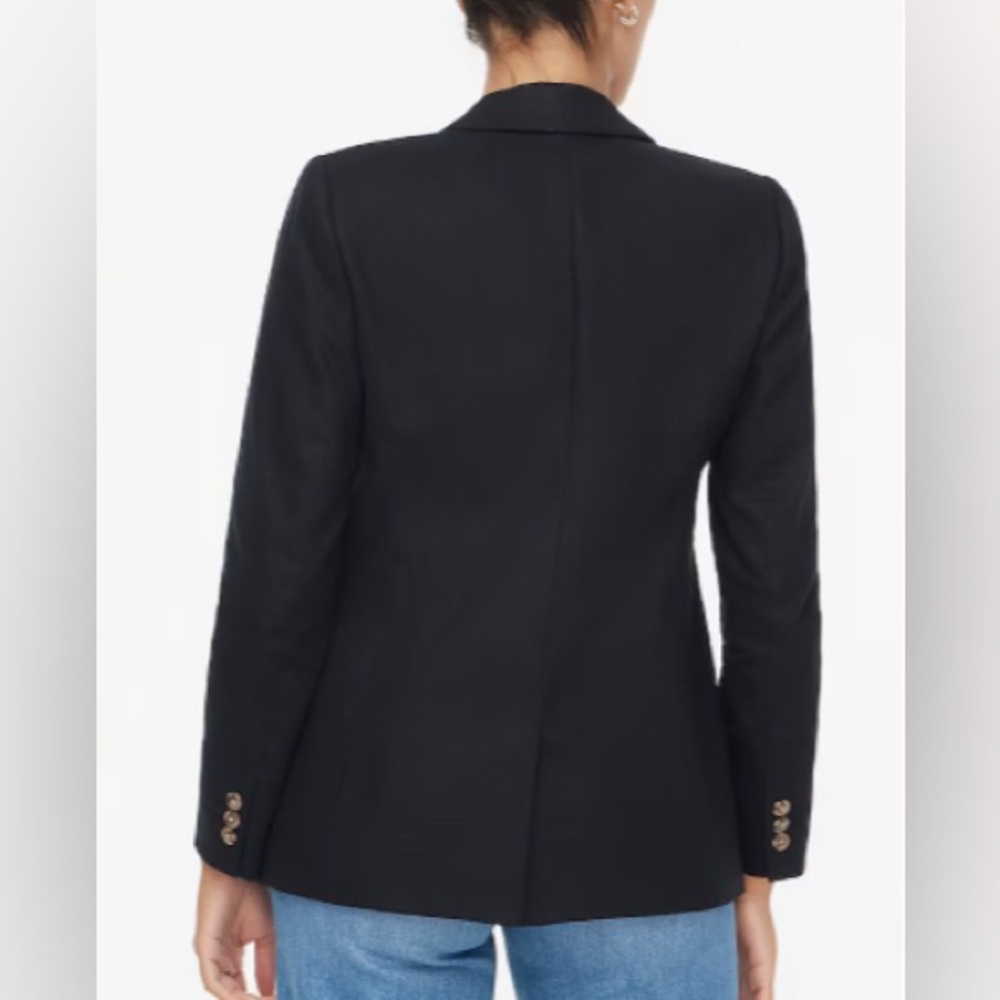 J. Crew Womens Black Petite linen-blend one-button blazer - Picture 3 of 11